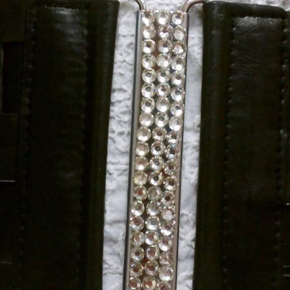 Fashion Horizontally & Vertically Design Red Elastic Waist Black Belt Size S M - Picture 4 of 4